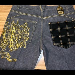 Russo Mens Embroidered & Velvet Jeans